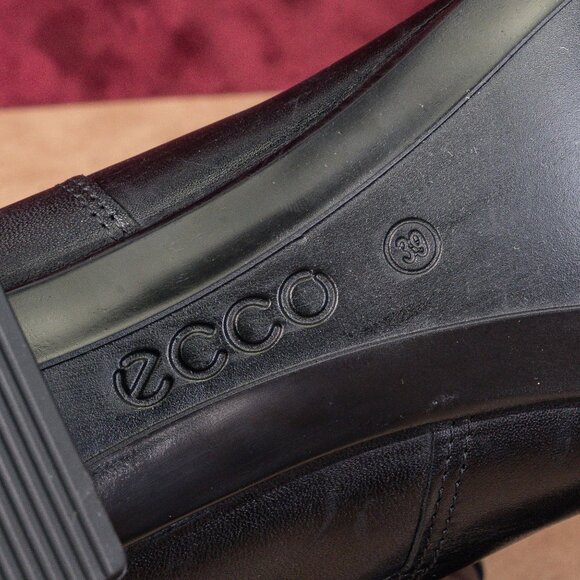 Ecco Women Dress Classic Black Leather Buckle Zip Ankle Boots sz 8-8.5US EUR39 - Picture 8 of 8